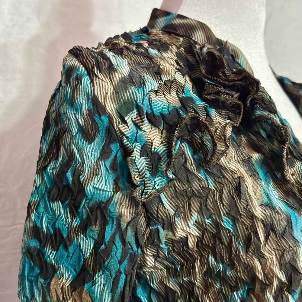 Alberto Makali Ruffled Long Sleeve Button Up Blouse Size M - Picture 10 of 12